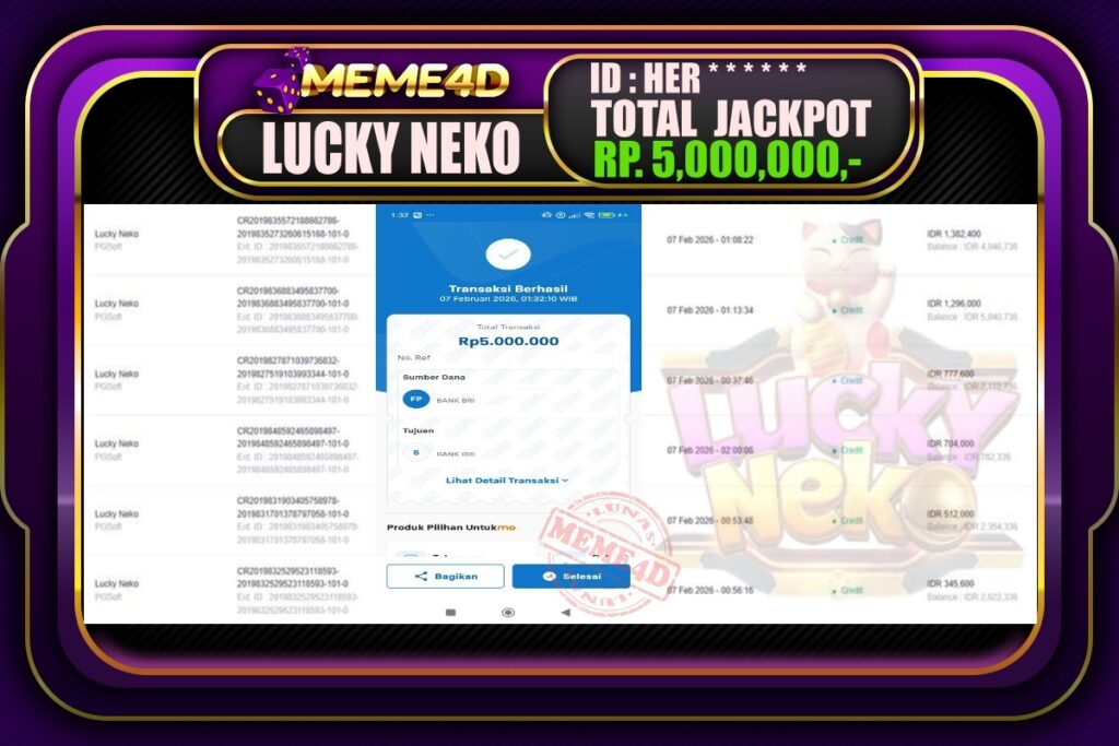 Bukti Jp MEME4D Slot Online 07 February 2026