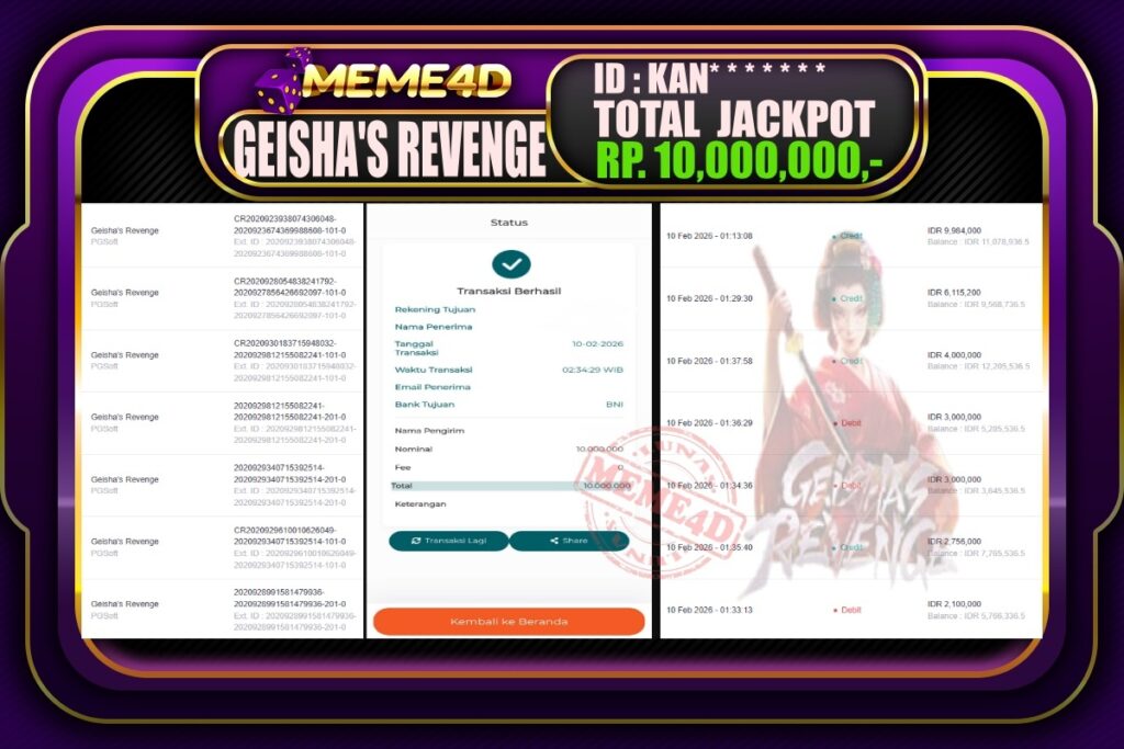 Bukti Jp MEME4D Slot Online 10 February 2026