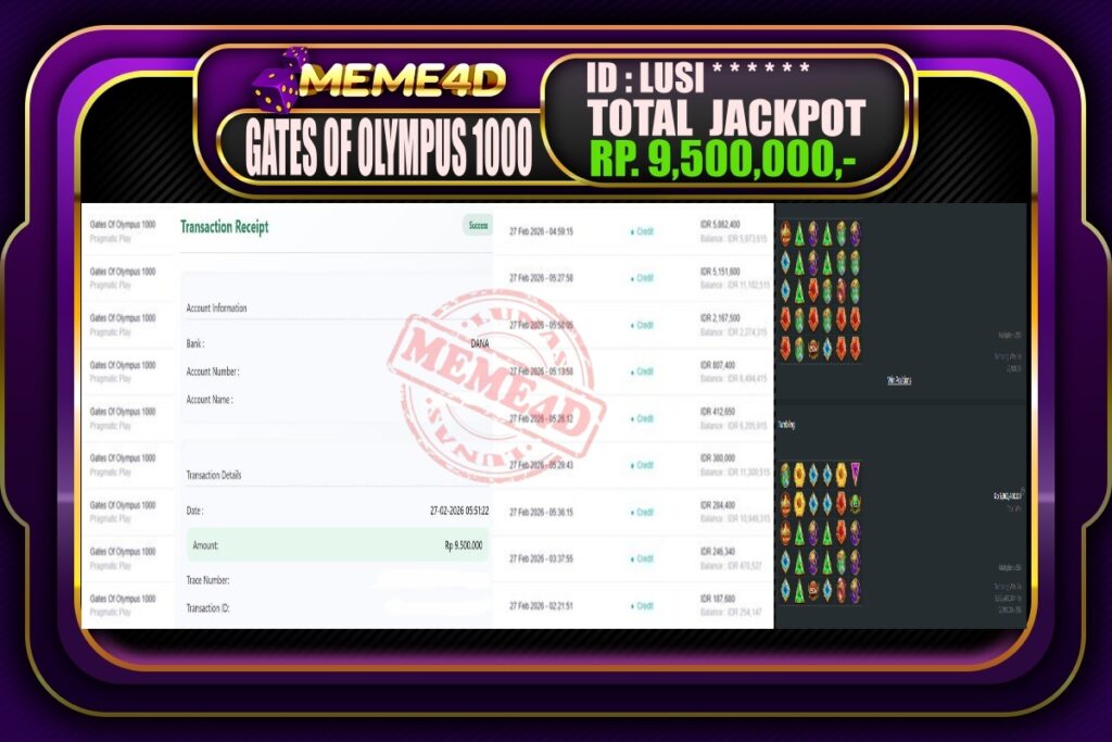 Bukti Jp MEME4D Slot Online 27 February 2026