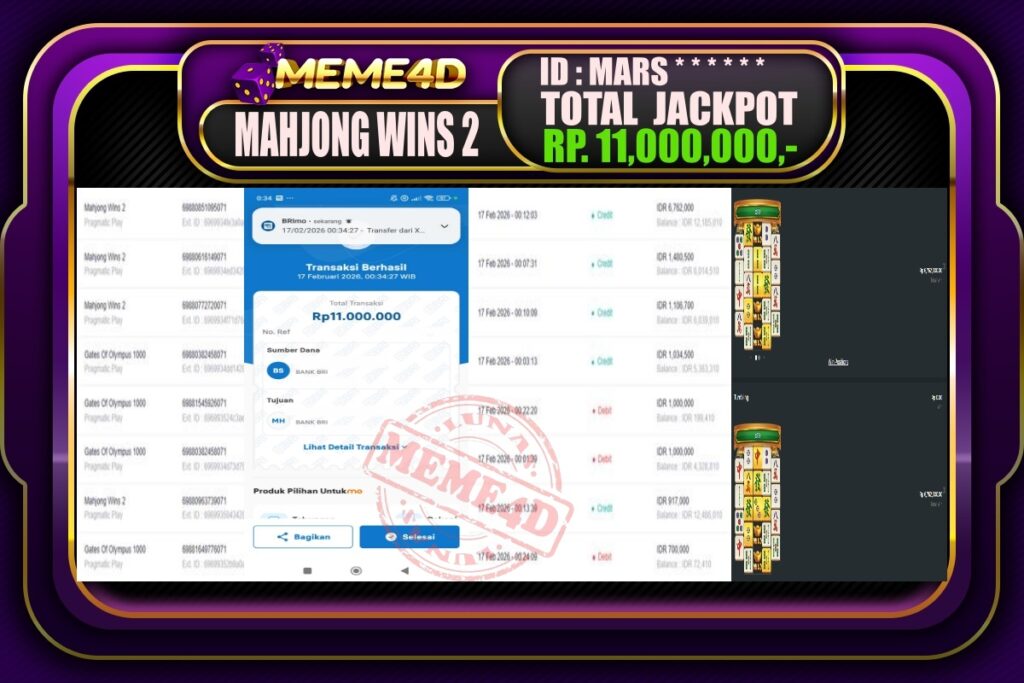 Bukti Jp MEME4D Slot Online 17 February 2026