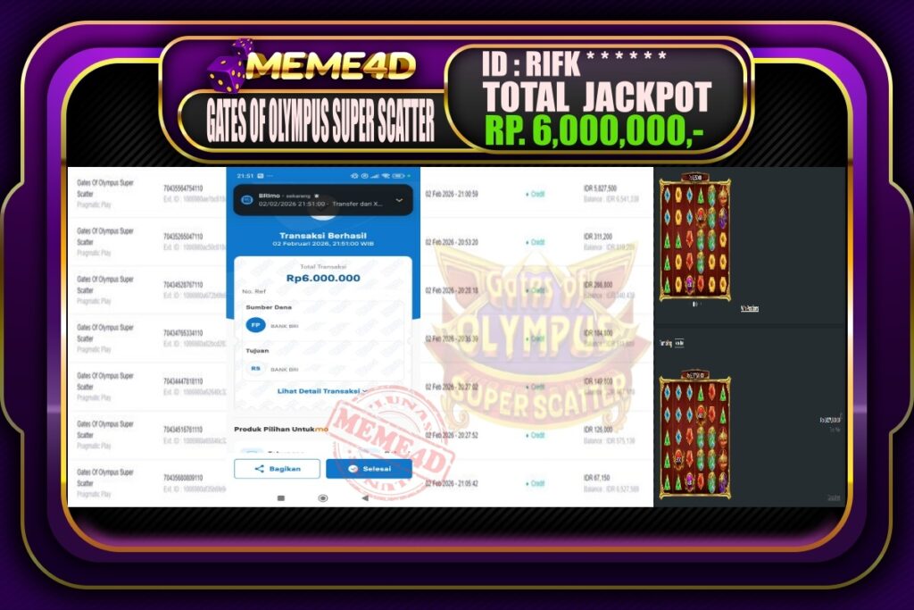 Bukti Jp MEME4D Slot Online 03 February 2026