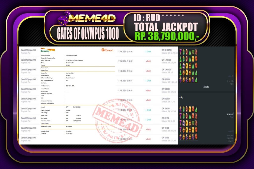 Bukti Jp MEME4D Slot Online 18 February 2026