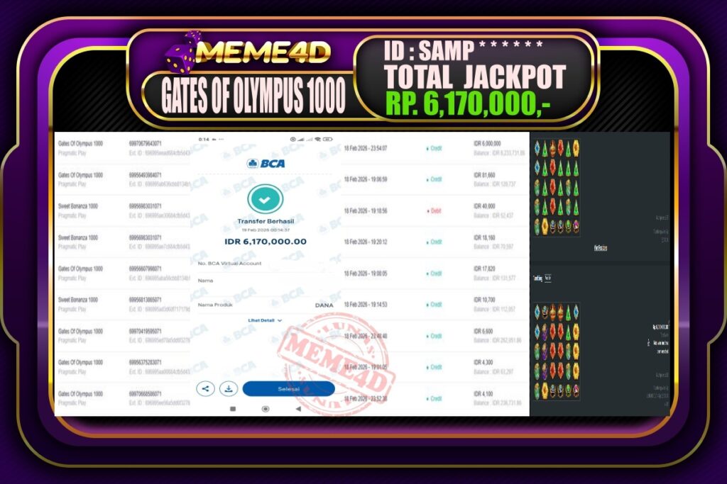 Bukti Jp MEME4D Slot Online 19 February 2026