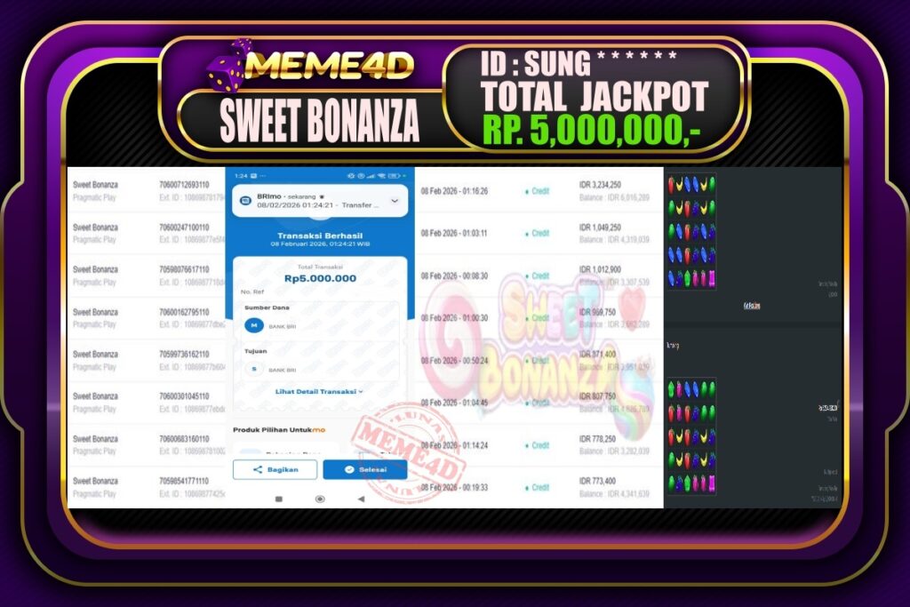 Bukti Jp MEME4D Slot Online 08 February 2026