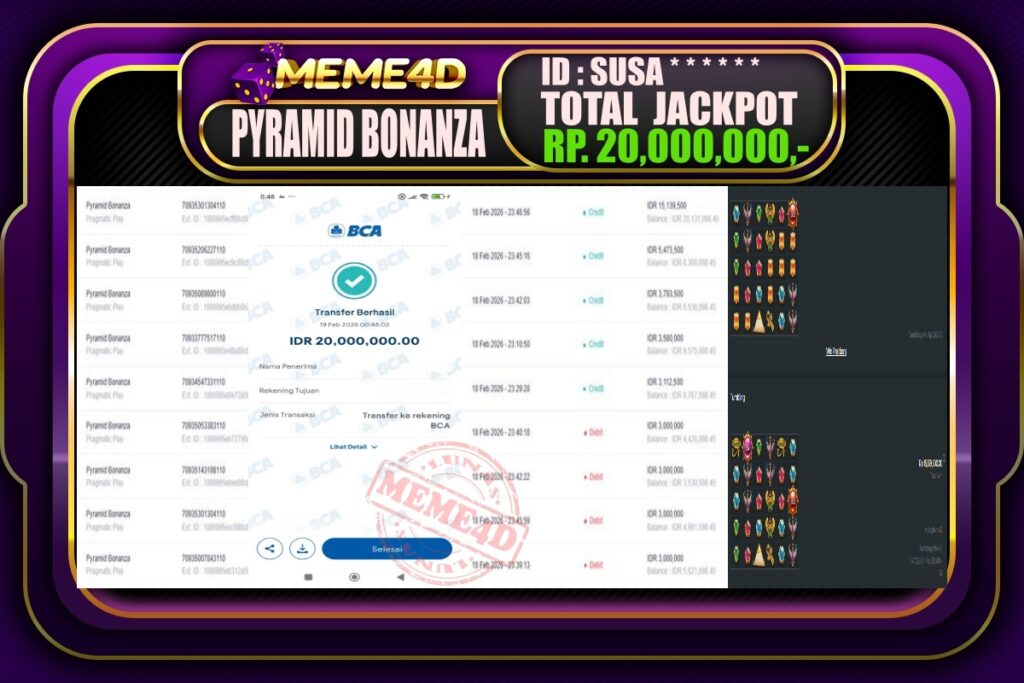 Bukti Jp MEME4D Slot Online 19 February 2026