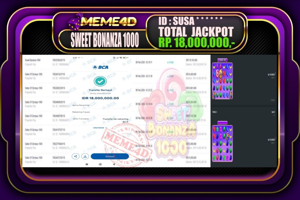Bukti Jp MEME4D Slot Online 09 February 2026