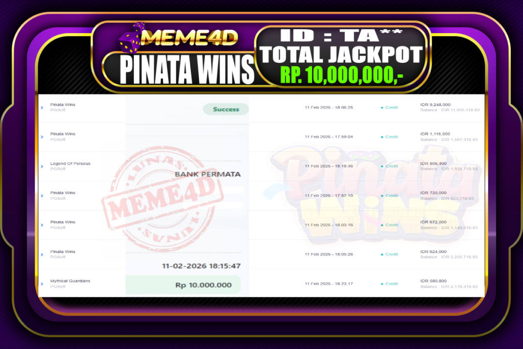 Bukti Jp MEME4D Slot Online 11 February 2026