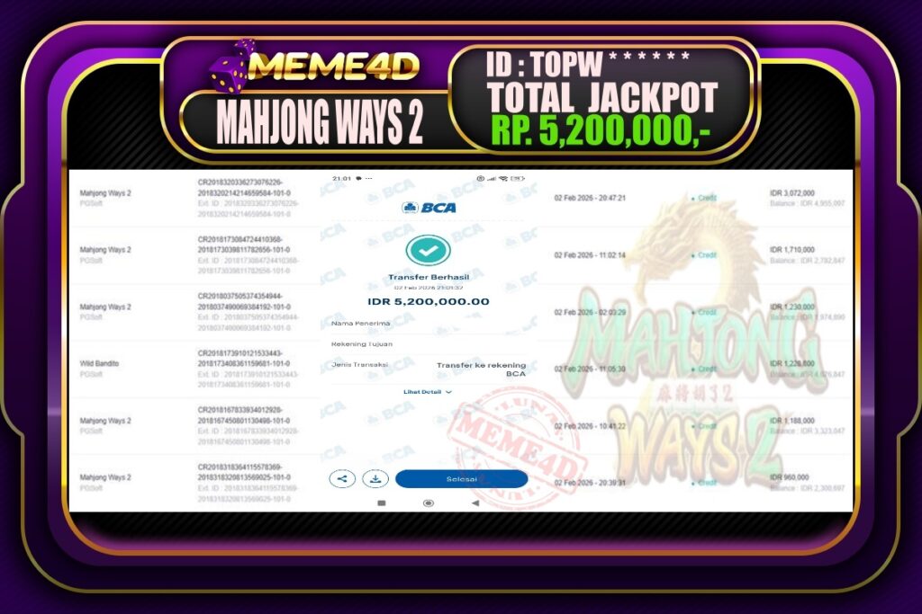 Bukti Jp MEME4D Slot Online 03 February 2026