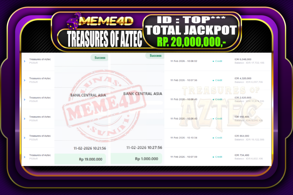 Bukti Jp MEME4D Slot Online 11 February 2026