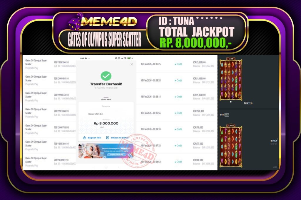 Bukti Jp MEME4D Slot Online 15 February 2026