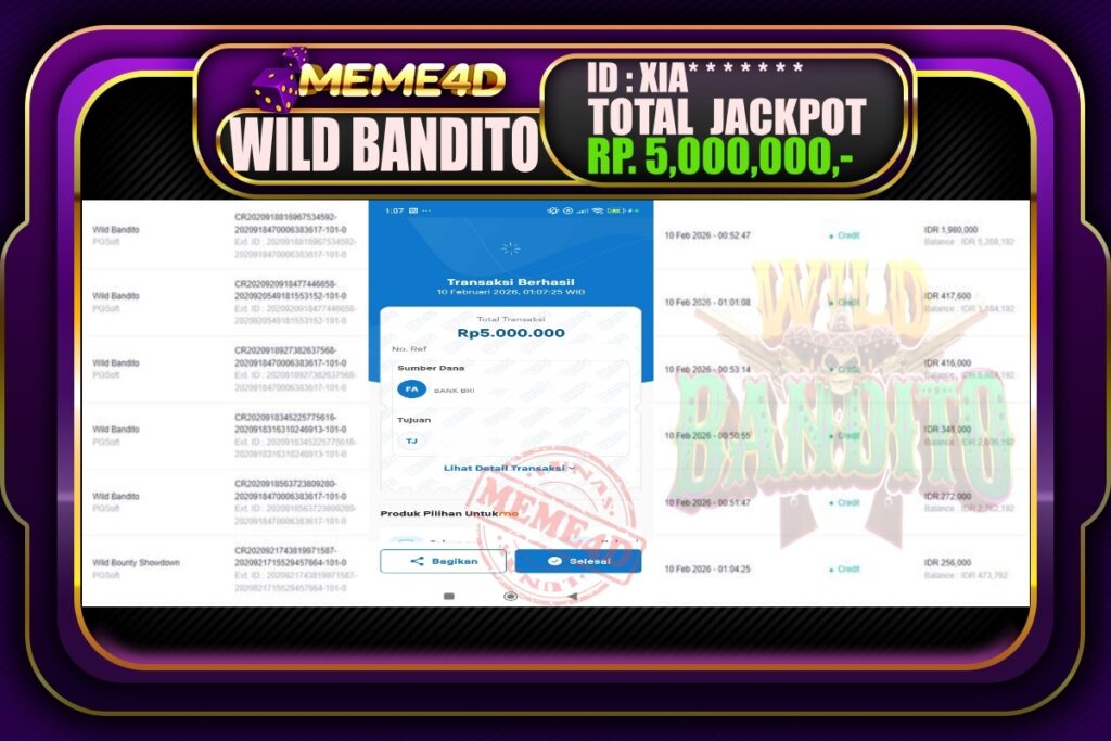 Bukti Jp MEME4D Slot Online 10 February 2026