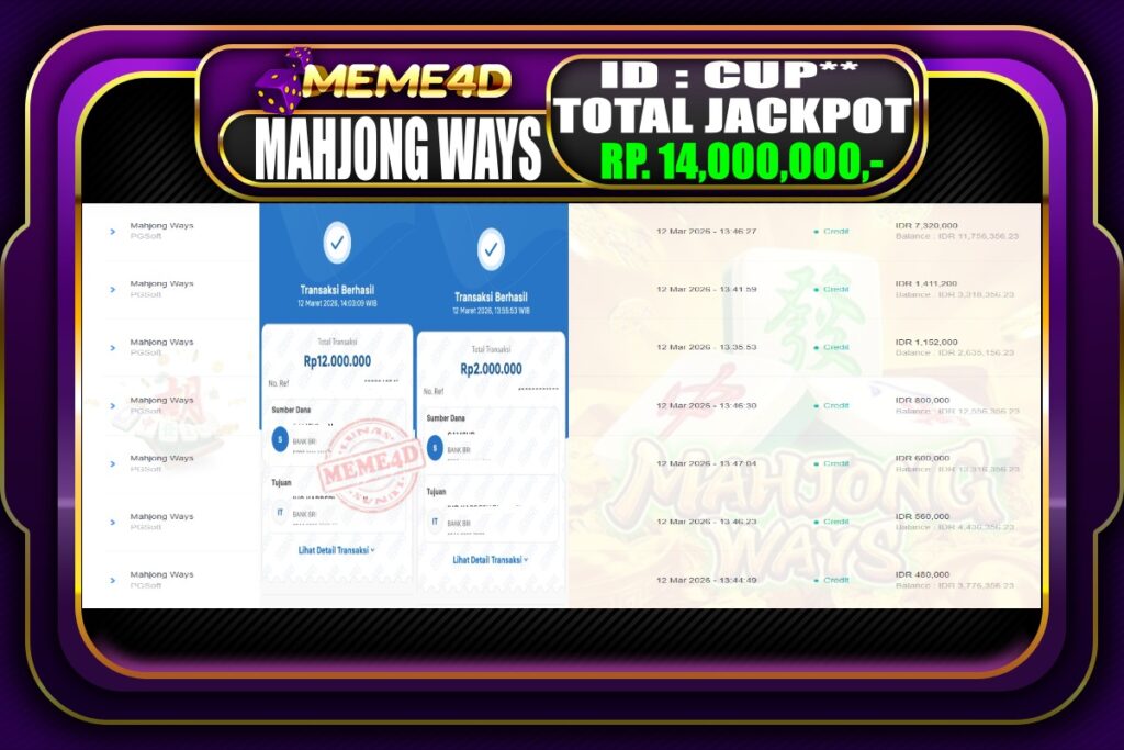 Bukti Jp MEME4D Slot Online 12 March 2026