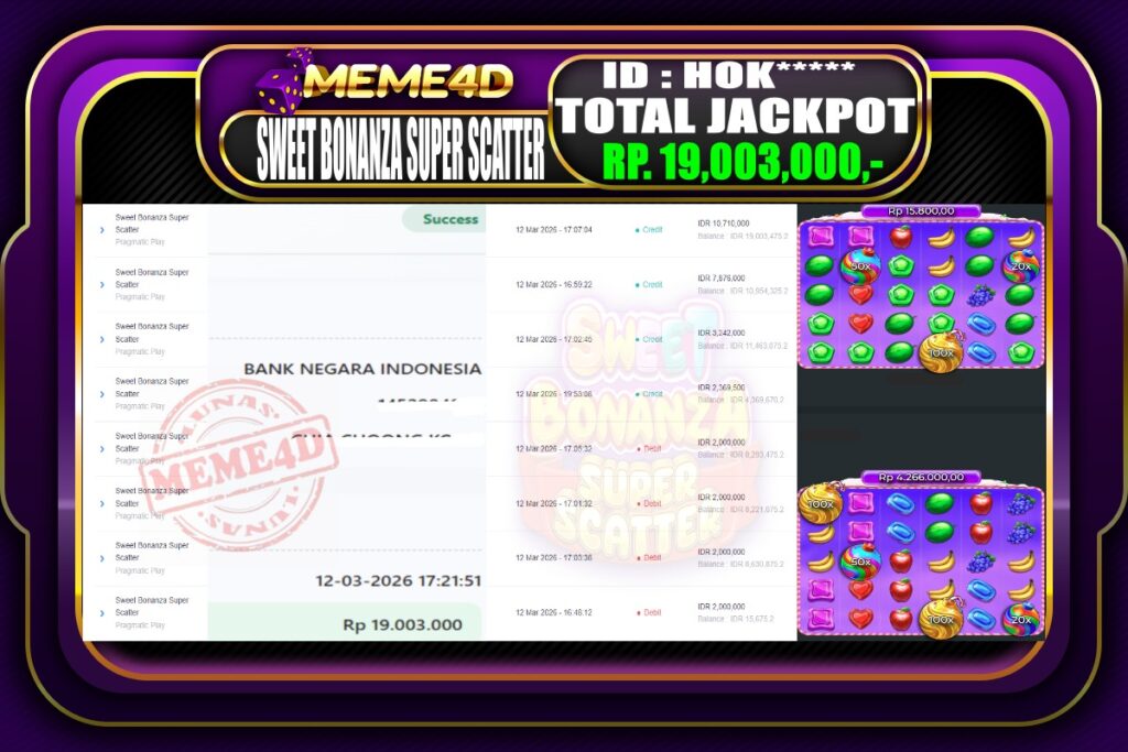 Bukti Jp MEME4D Slot Online 12 March 2026