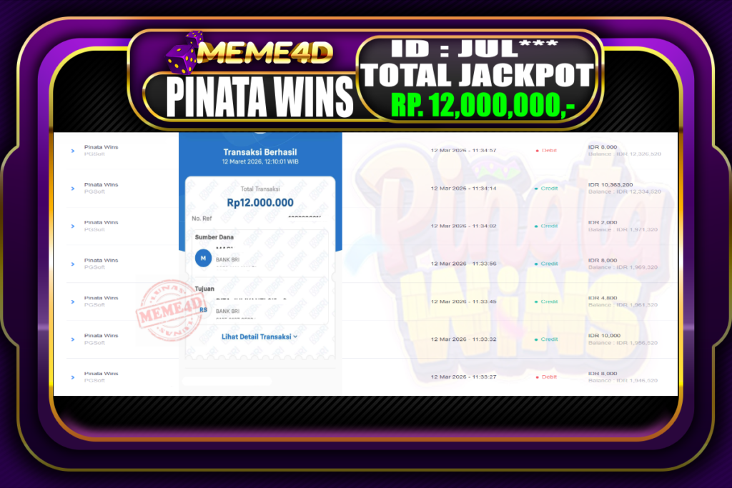 Bukti Jp MEME4D Slot Online 12 March 2026