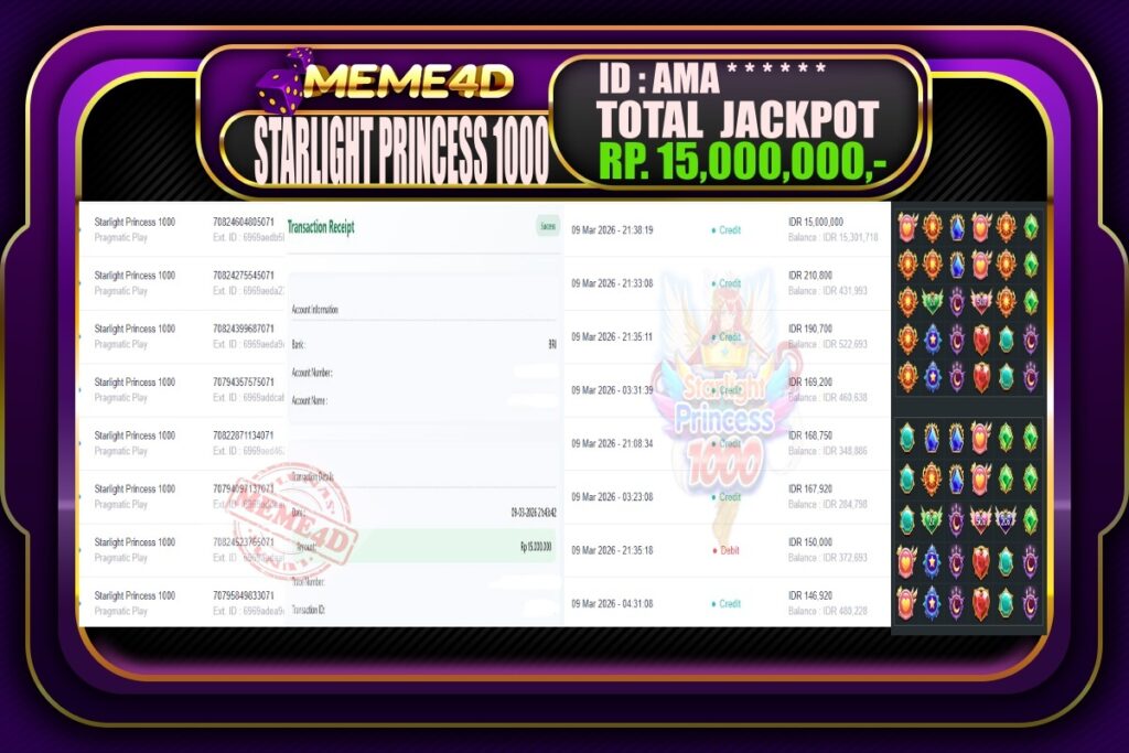 Bukti Jp MEME4D Slot Online 10 March 2026