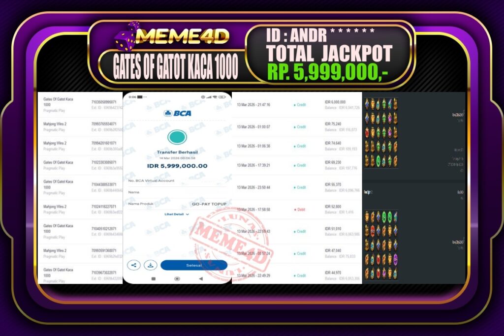 Bukti Jp MEME4D Slot Online 14 March 2026