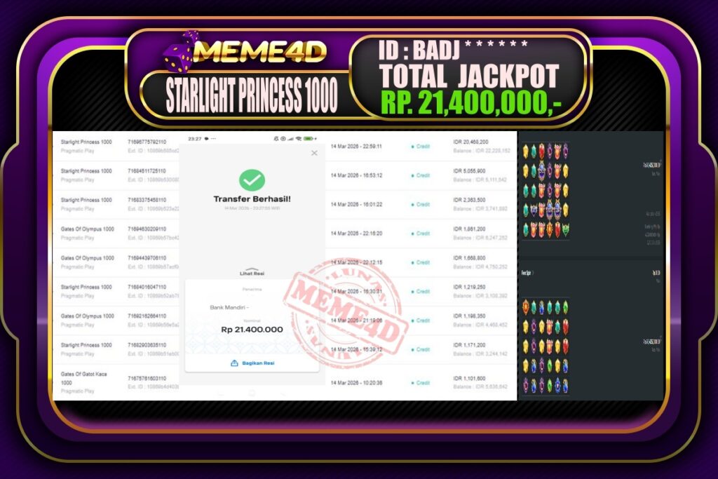 Bukti Jp MEME4D Slot Online 15 March 2026