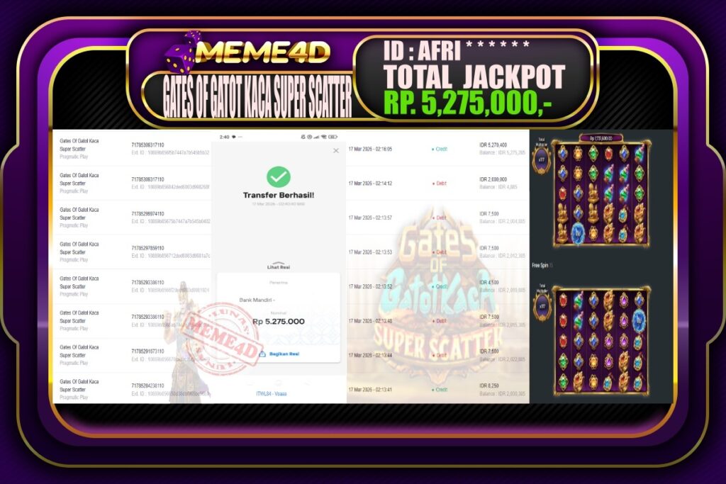 Bukti Jp MEME4D Slot Online 17 March 2026