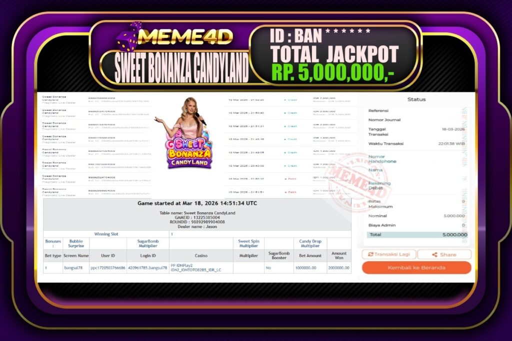 Bukti Jp MEME4D Casino Online 19 March 2026