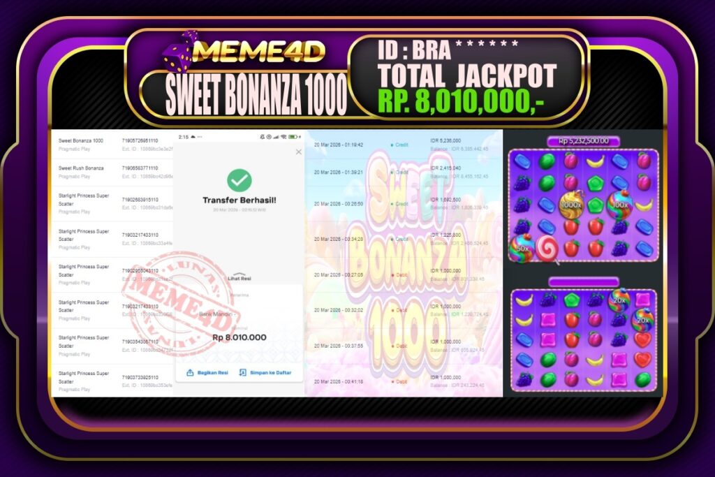 Bukti Jp MEME4D Slot Online 20 March 2026