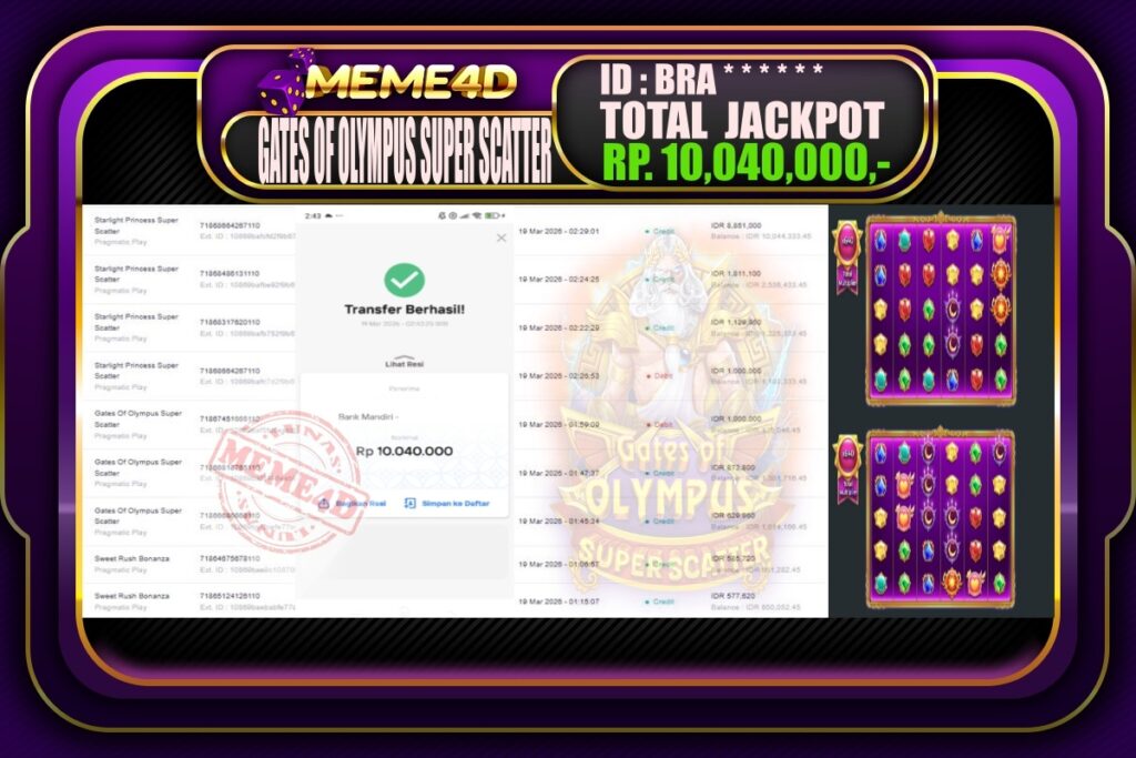 Bukti Jp MEME4D Slot Online 19 March 2026