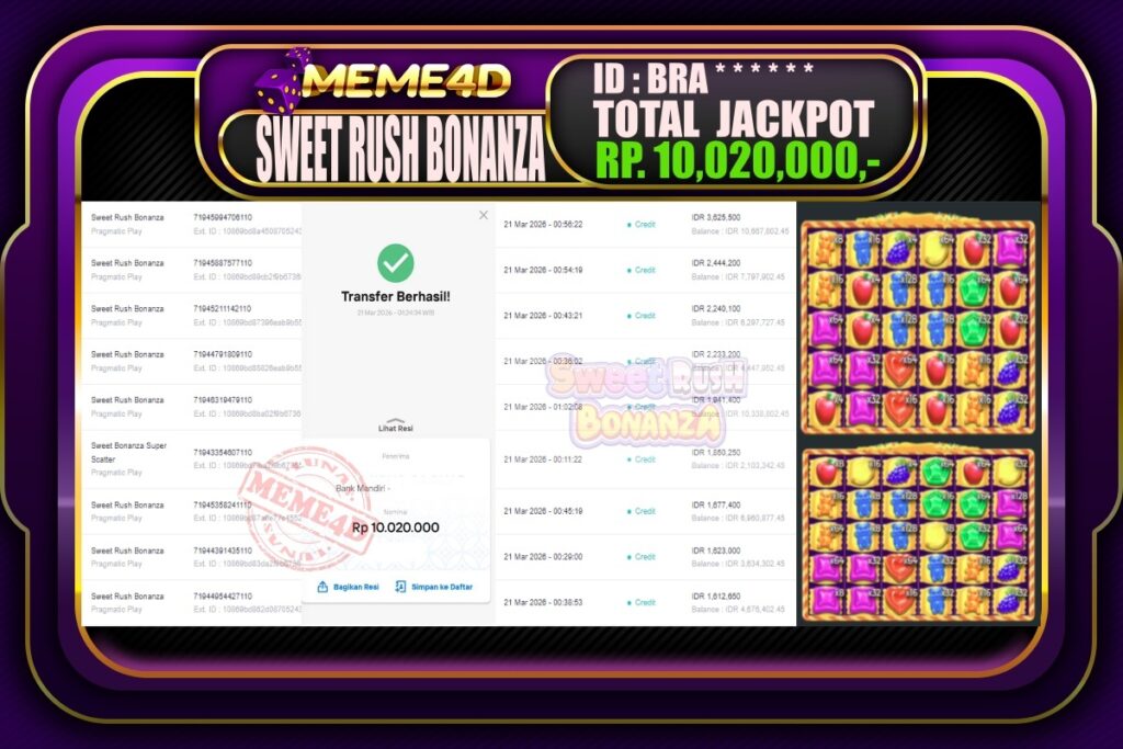 Bukti Jp MEME4D Slot Online 21 March 2026