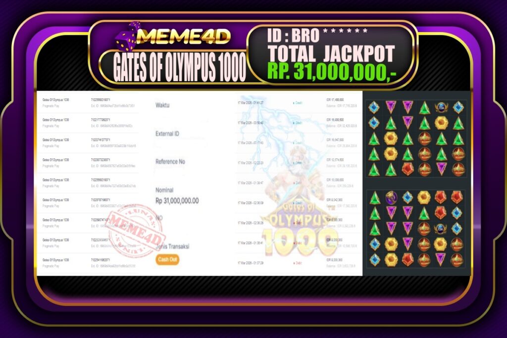 Bukti Jp MEME4D Slot Online 17 March 2026