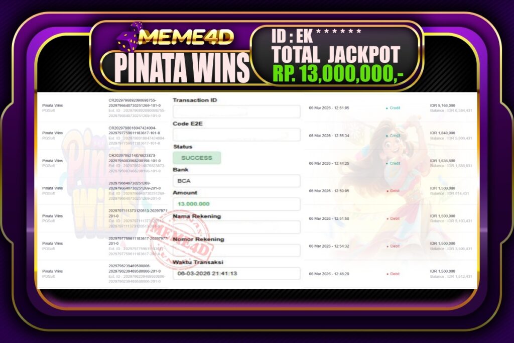 Bukti Jp MEME4D Slot Online 07 March 2026