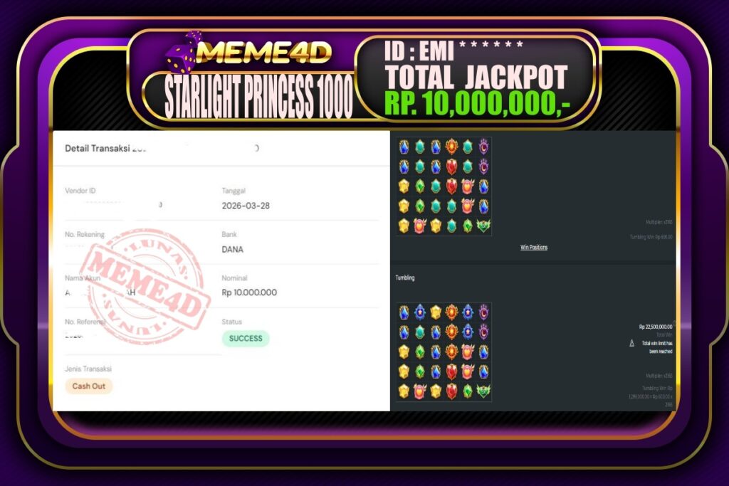 Bukti Jp MEME4D Slot Online 28 March 2026