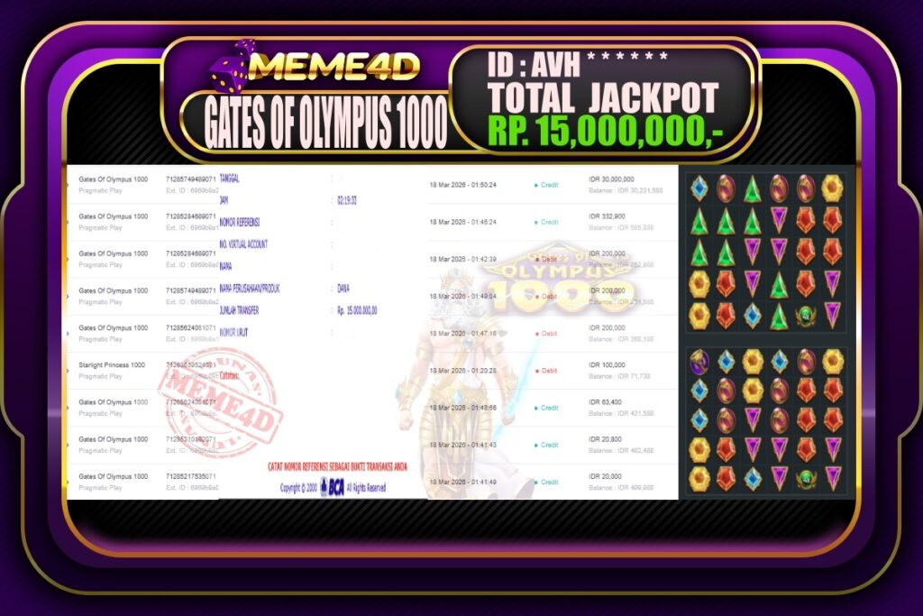 Bukti Jp MEME4D Slot Online 18 March 2026