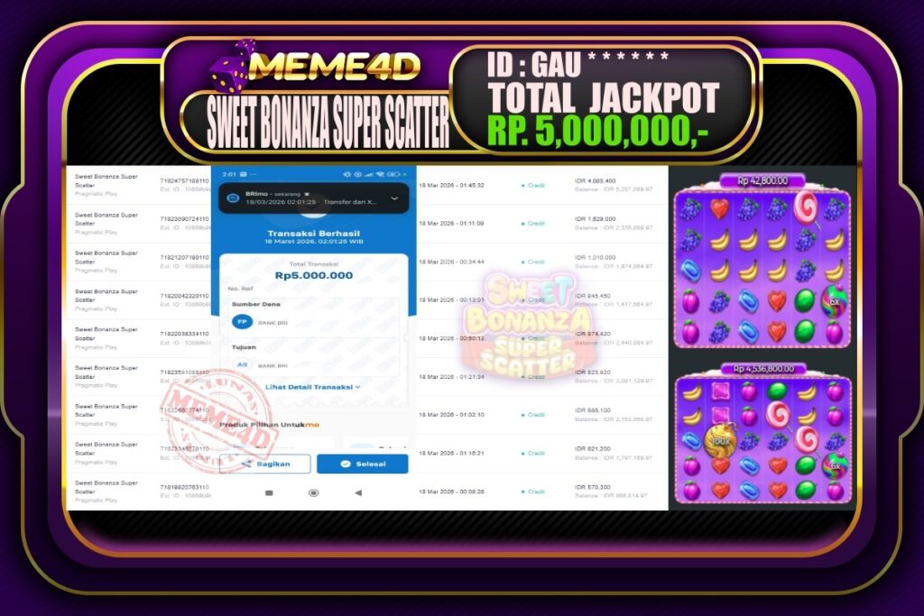 Bukti Jp MEME4D Slot Online 18 March 2026