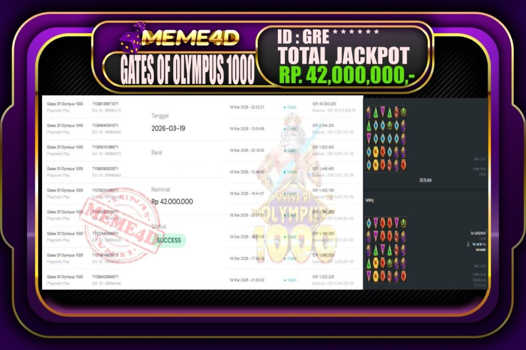 Bukti Jp MEME4D Slot Online 20 March 2026