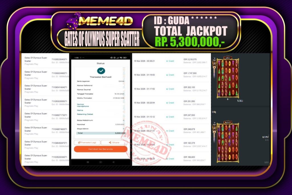 Bukti Jp MEME4D Slot Online 15 March 2026