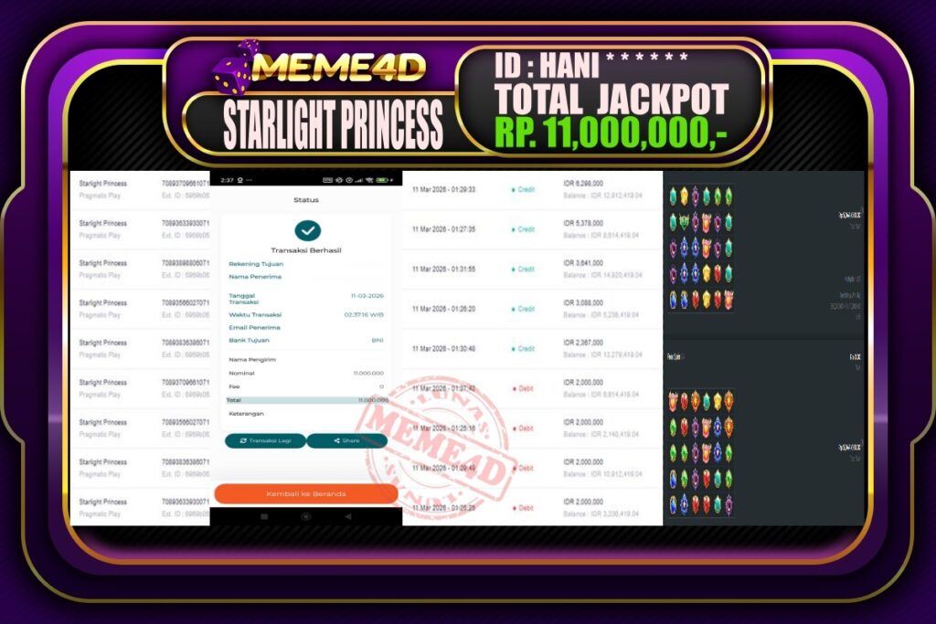 Bukti Jp MEME4D Slot Online 11 March 2026