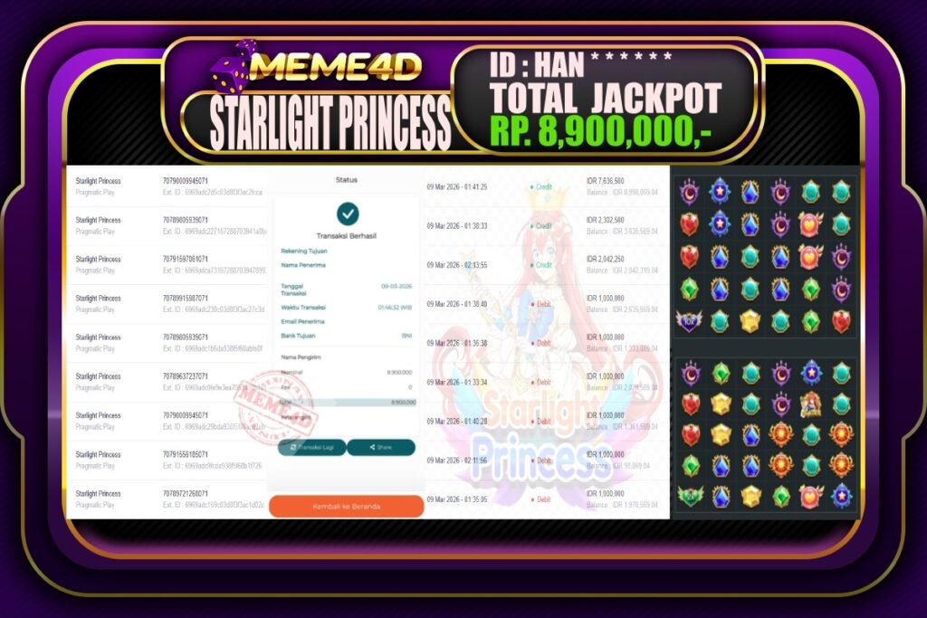 Bukti Jp MEME4D Slot Online 09 March 2026