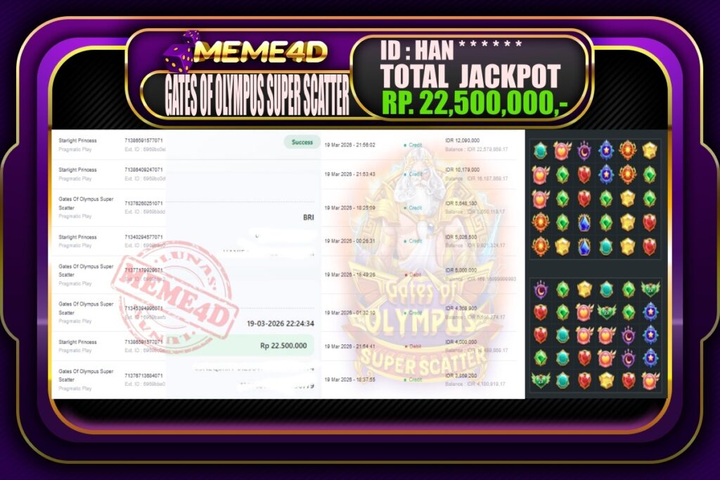 Bukti Jp MEME4D Slot Online 20 March 2026