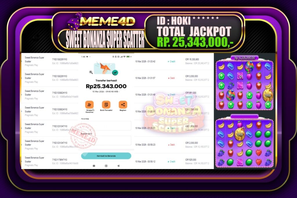 Bukti Jp MEME4D Slot Online 10 March 2026