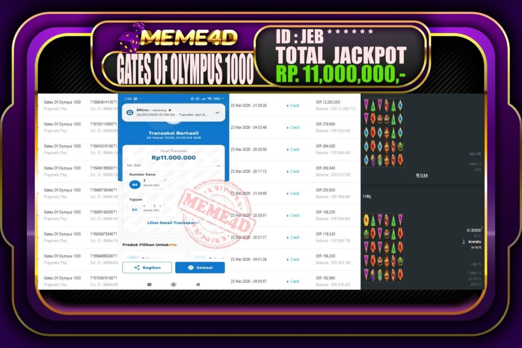 Bukti Jp MEME4D Slot Online 26 March 2026