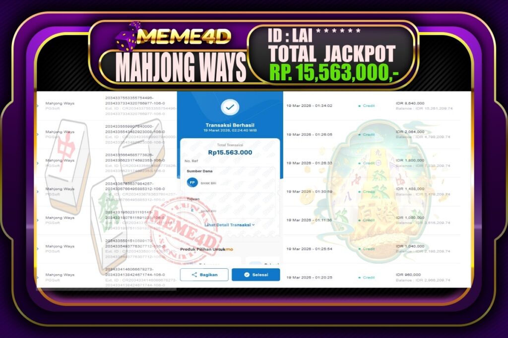 Bukti Jp MEME4D Slot Online 19 March 2026