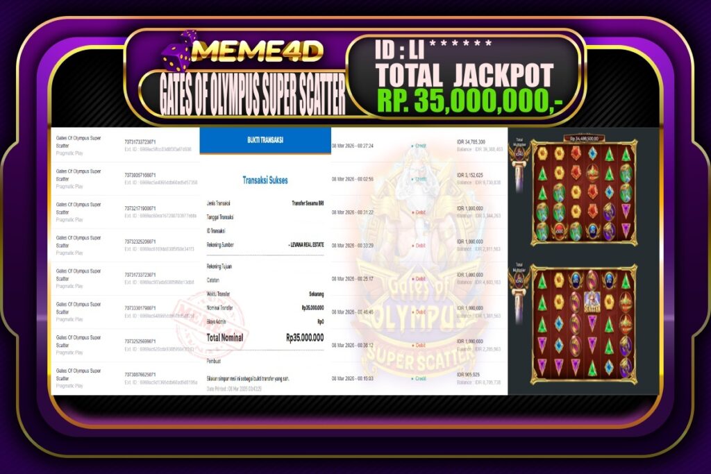 Bukti Jp MEME4D Slot Online 08 March 2026