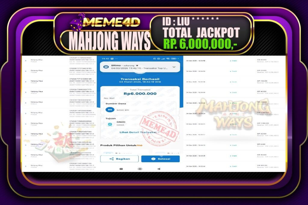 Bukti Jp MEME4D Slot Online 05 March 2026