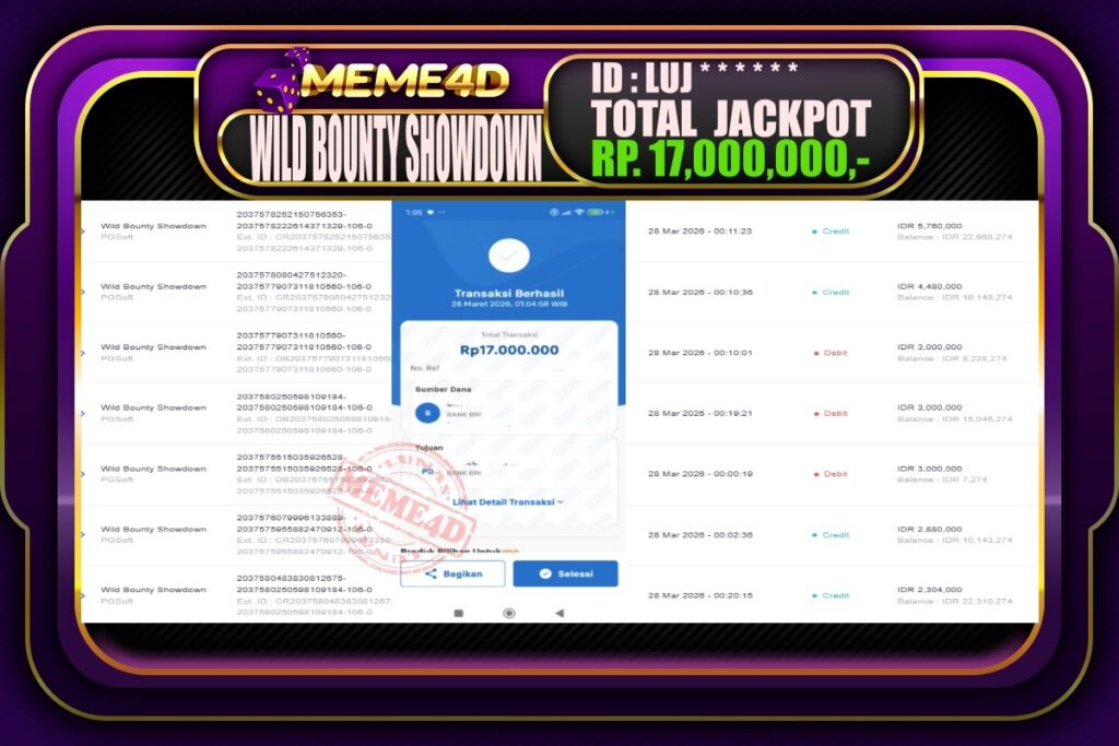 Bukti Jp MEME4D Slot Online 28 March 2026