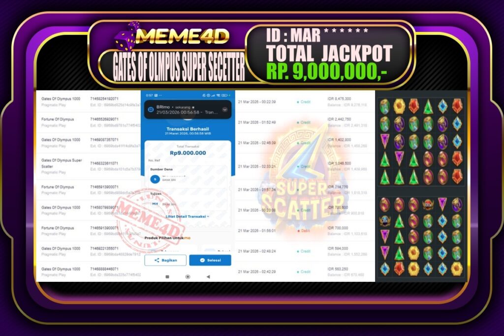 Bukti Jp MEME4D Slot Online 21 March 2026