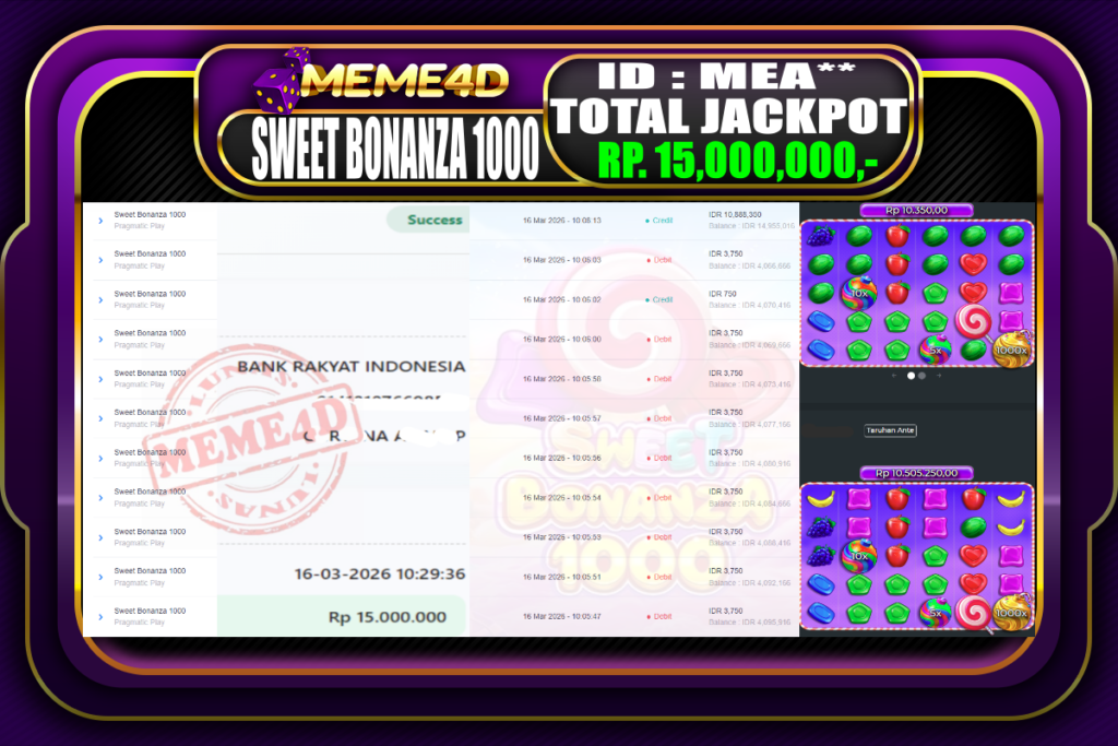 Bukti Jp MEME4D Slot Online 16 March 2026