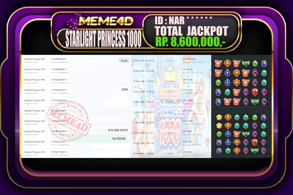 Bukti Jp MEME4D Slot Online 20 March 2026