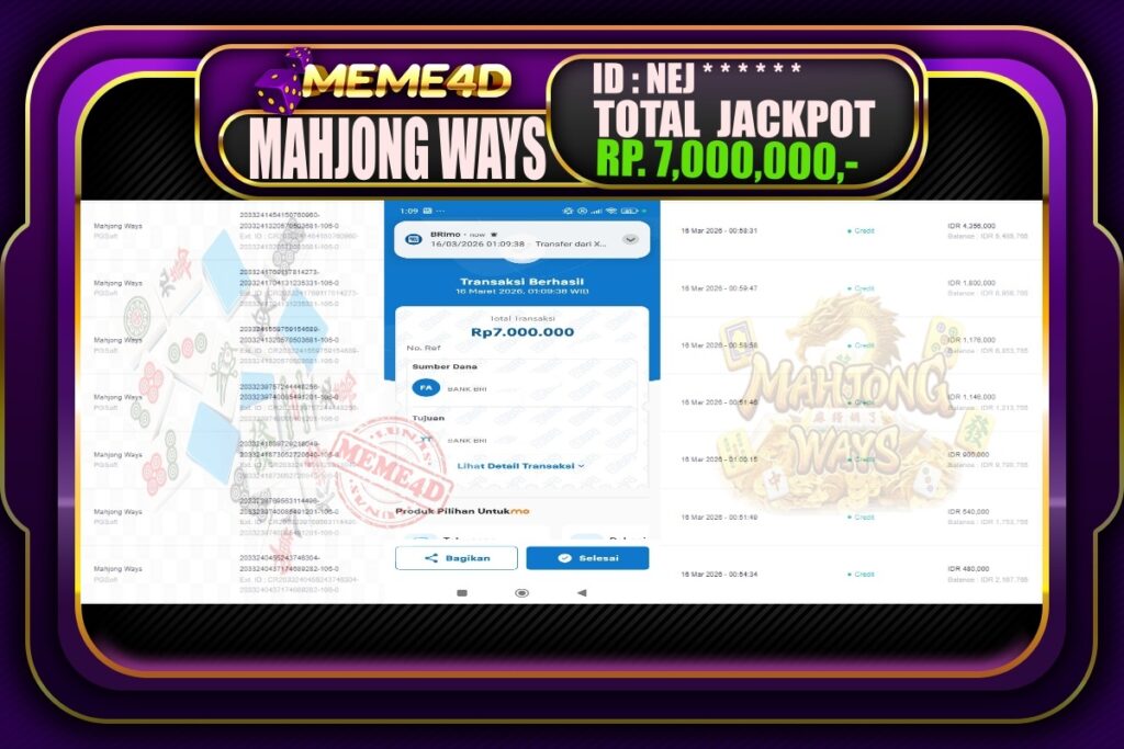 Bukti Jp MEME4D Slot Online 16 March 2026