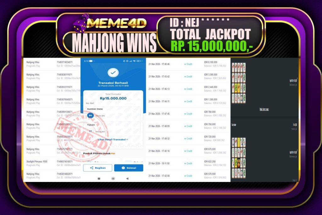 Bukti Jp MEME4D Slot Online 22 March 2026