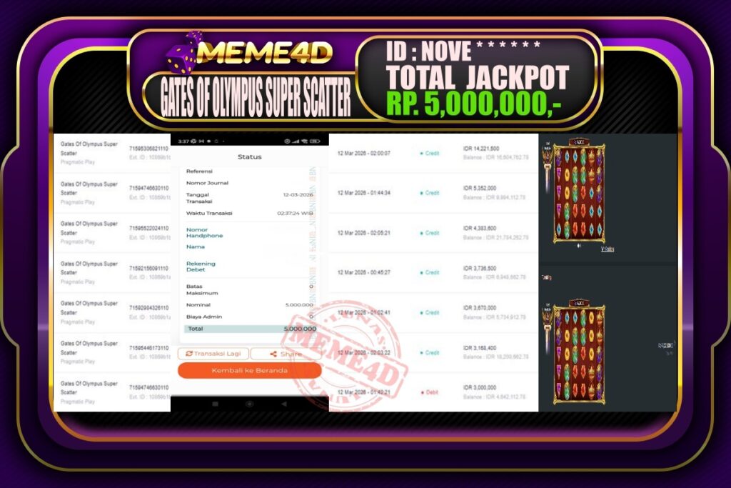 Bukti Jp MEME4D Slot Online 12 March 2026