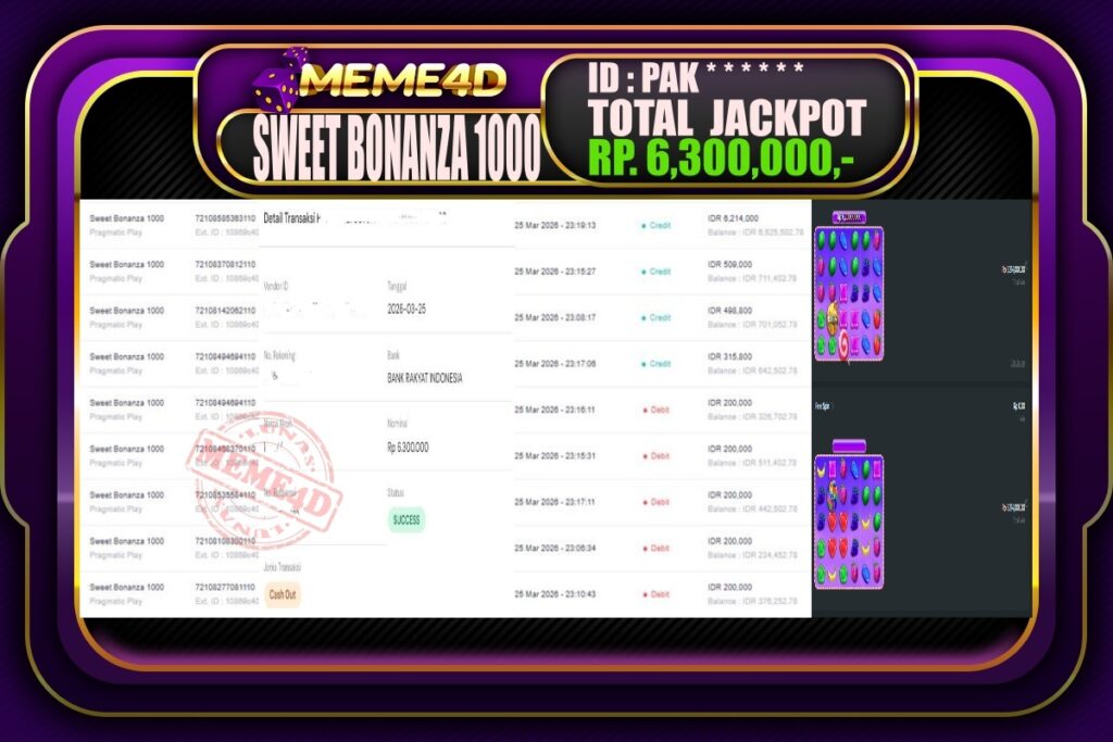 Bukti Jp MEME4D Slot Online 26 March 2026