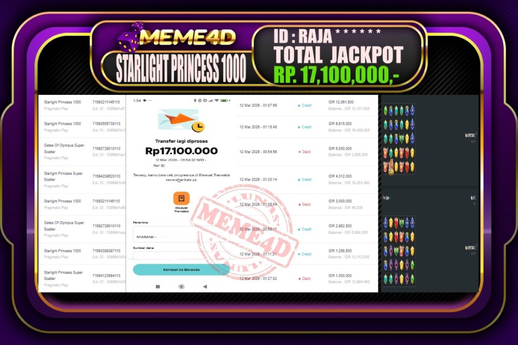 Bukti Jp MEME4D Slot Online 12 March 2026